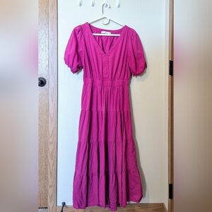 LOFT Large Pink Midi Dress